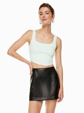 Aritzia babaton Square Neck Cropped corset tank Top in light green